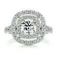 thumbnail image 1 of Edge Jewel Wedding Ring - Cushion Cut 1.5 Ct Moissanite Ring - 14K White Gold Plated Moissanite Ring for Her - Solitaire with Accent Moissanite Ring for Women - Double Halo Moissanite Ring, 1 of 3