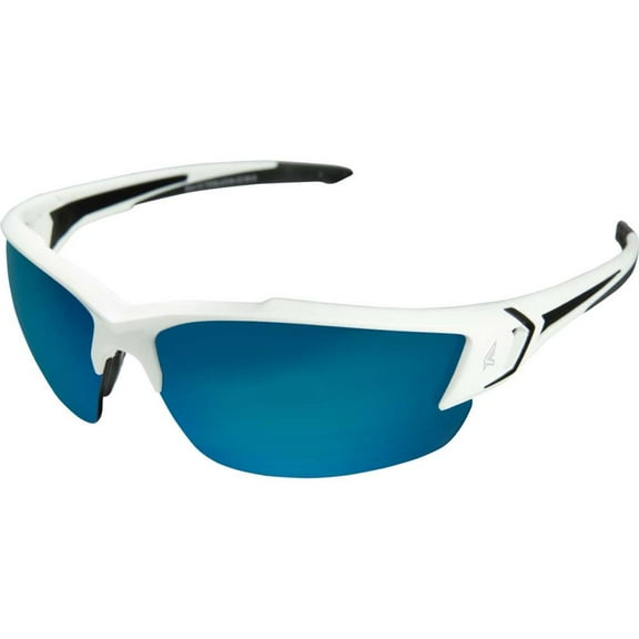 Edge Khor G2 Polarized Safety Glasses White Frame Aqua Blue Mirror Lenses