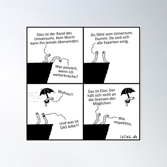 Edge Of The Universe Islieb Comics Poster Wall Art, Modern Wall Decor, 30x30 UNFRAMED