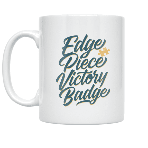 Edge Piece Victory Badge Design - Puzzle Enthusiast - 11 oz Ceramic Coffee Mug