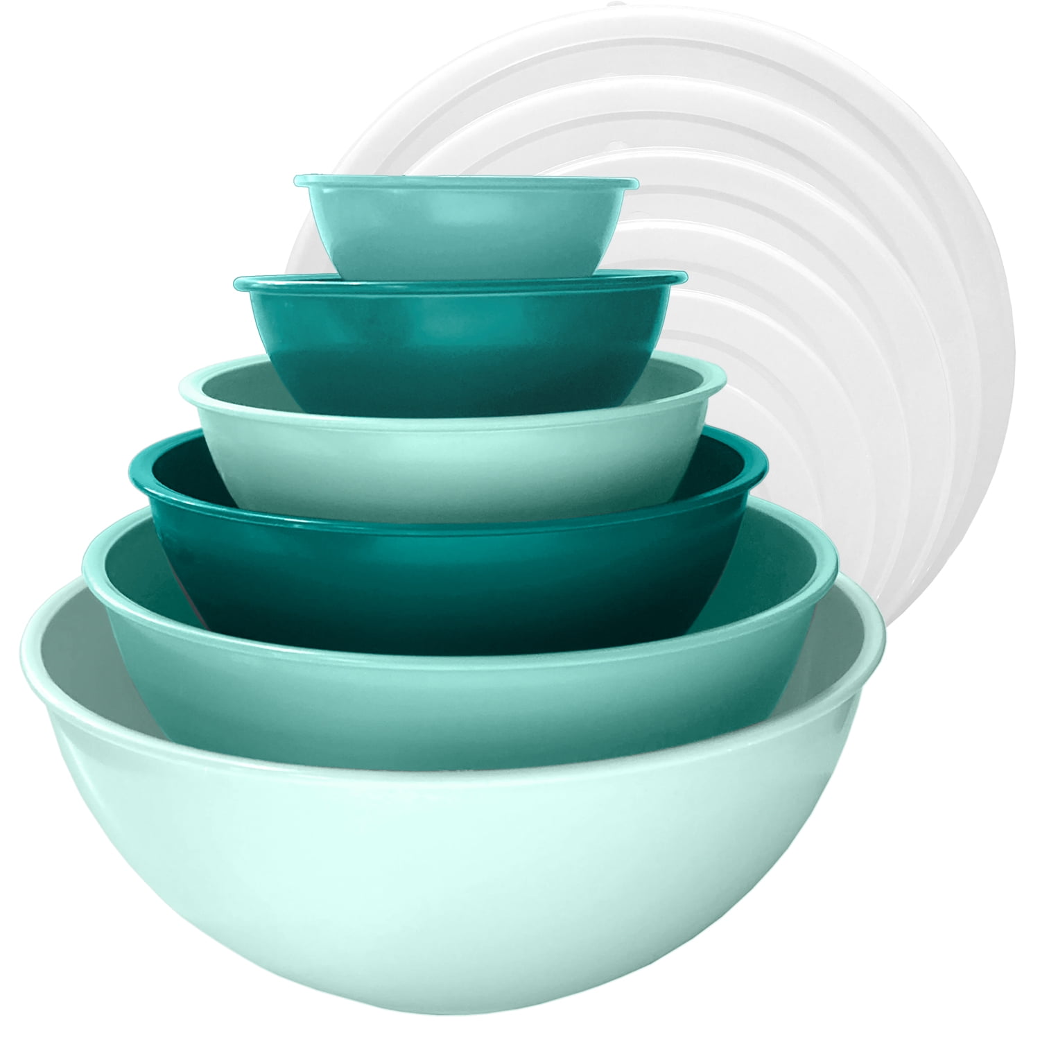 Zulay Kitchen Nesting Plastic Mixing Bowl Set With 6 Prep Bowls