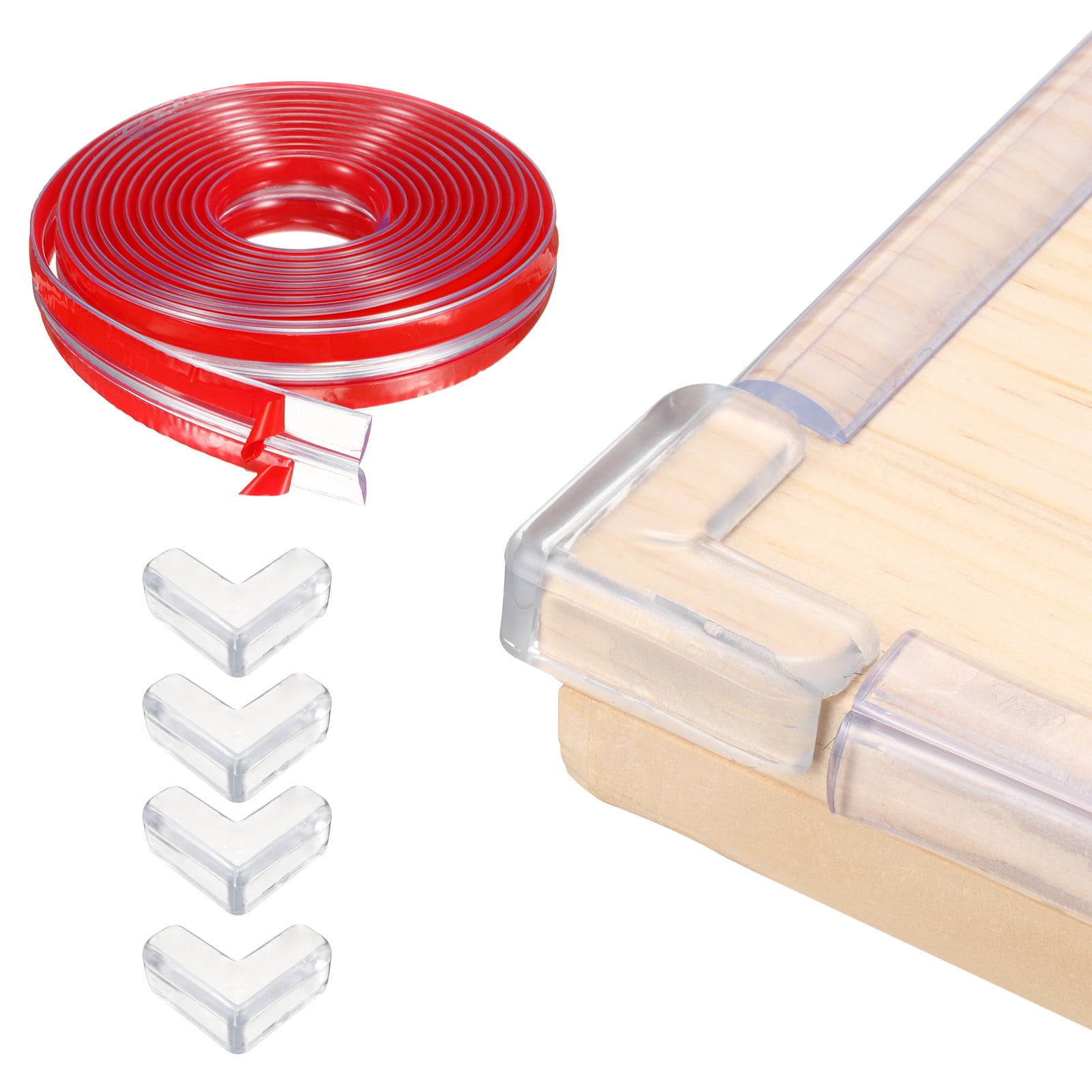 Edge Protector, 13.1ft (4M) x 0.6" (15MM) Clear Furniture Corner Guard Strong Adhesive Proofing Edge Safety Bumpers with 4 Corners Guards for Table Cabinets