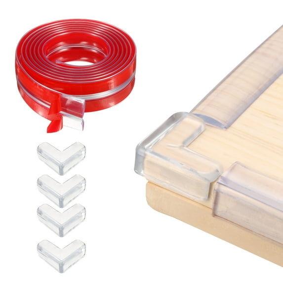 Edge Protector, 9.8ft (3Meter) x 0.8' (20MM) Clear Furniture Corner Guard Strong Adhesive Proofing Edge Safety Bumpers with 4 Corners Guards for Table Cabinets