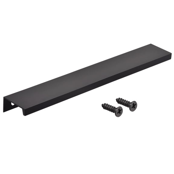 Edge Pull Handle 300mm x 32mm Aluminum Alloy Cabinet Drawer Pull Black