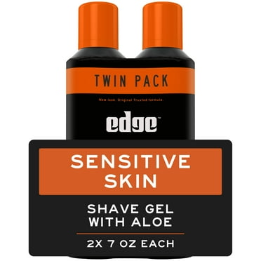 Edge Sensitive Skin Shave Gel for Men with Aloe, Twin Pack, Unscented, 14 oz