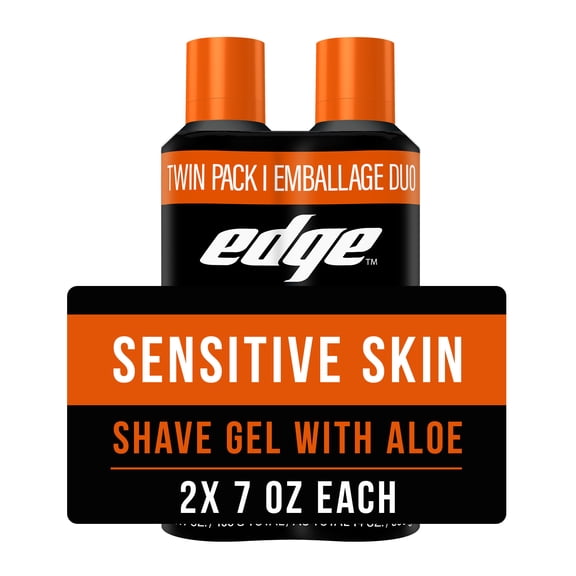 Edge Sensitive Skin Shave Gel for Men, Twin Pack, 14 oz