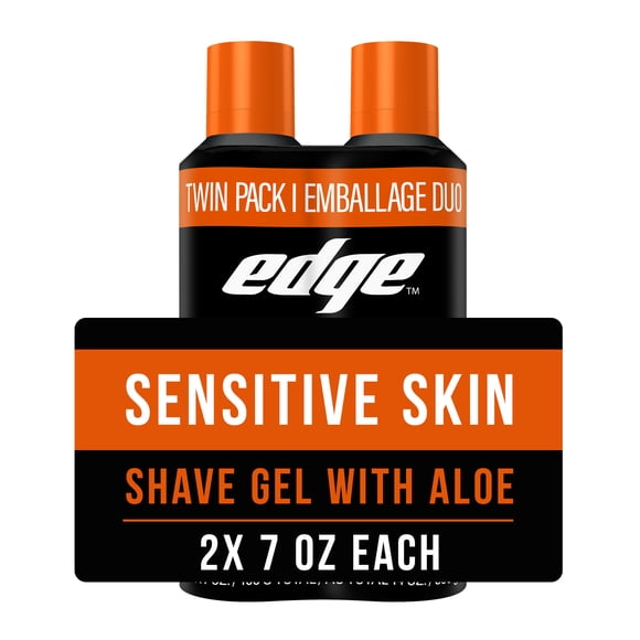 Edge Sensitive Skin Shave Gel for Men, Twin Pack, 14 oz