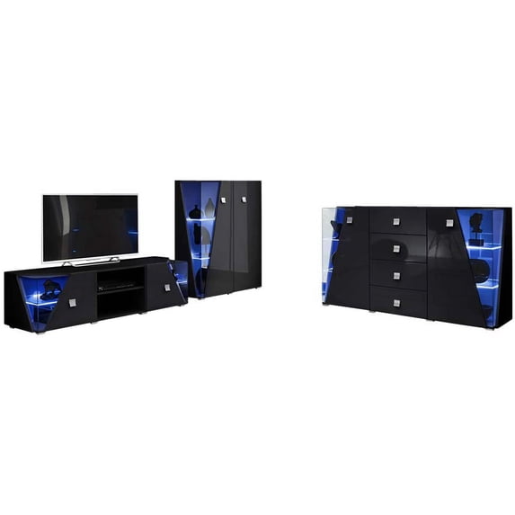 Edge Set TV-CUR-SB Modern Wall Unit Entertainment Center