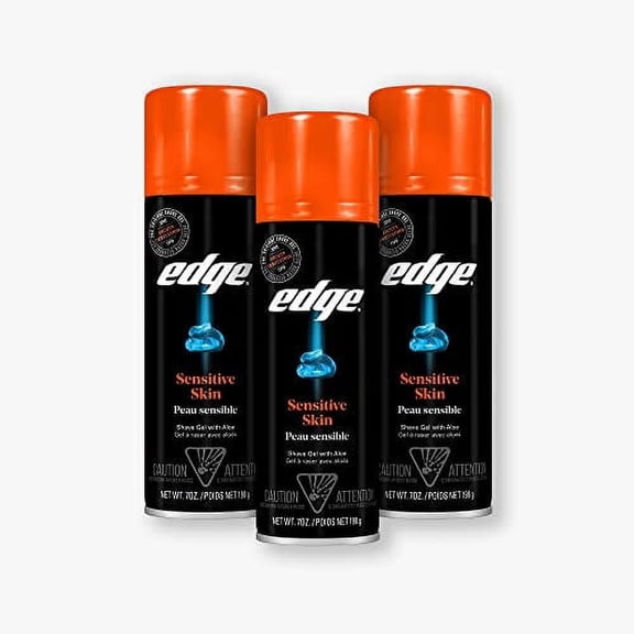 Edge Shave Gel, Sensitive Skin, 7-Ounce Cans - Pack of 3