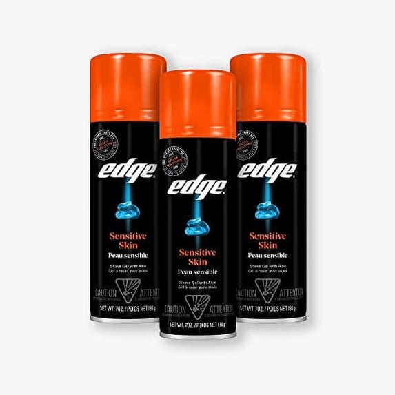 Edge Shave Gel, Sensitive Skin, 7-Ounce Cans - Pack of 3