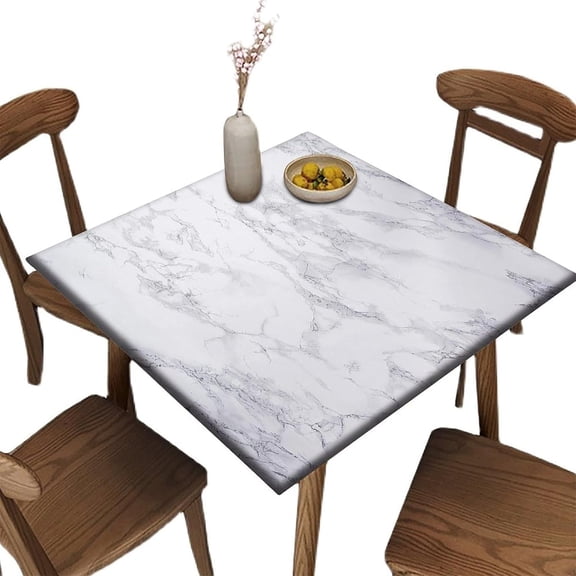 Edge Square Fitted Tablecloth with Elastic, Marble Pattern Printed on Elastic Polyester Table Cloth, for Family Party and Patio Decoration, Fit for 32"" x 32""square table