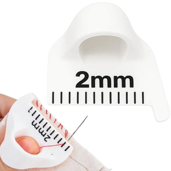 Edge Stitch Lock & Sewing Gauge,Edge Sewing Locking Tool, Mini Sewings Finger Ruler for Even Stitches 2mm Needle Gauge Quilting Ruler Measuring Tool White