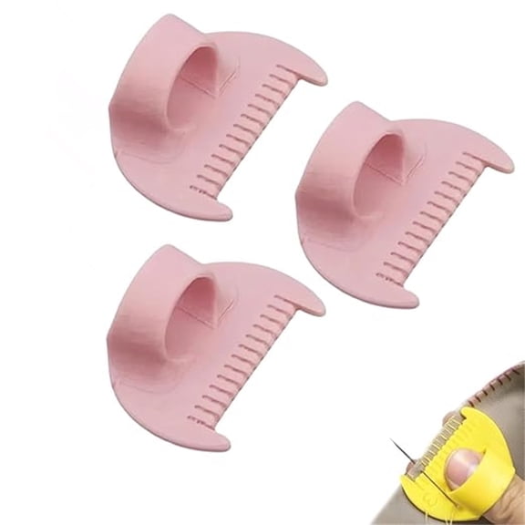Edge Stitch Lock & Sewing Gauge, Mini Plastic Sewing Finger Ruler for Even Stitches, 4/3mm Sewing Templates, Seam Needle Gauge Measuring Tool, DIY Stitching Kit for Machine Sewing (pink, 3mm)