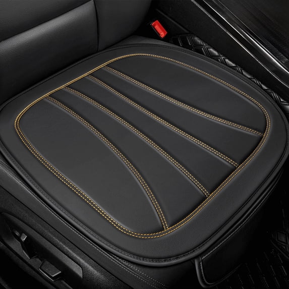 Edge Wrapping Comfortable Car Front Seat Covers,Seat Protectors,Anti-Slip Bottom Seat Cushion Covers for Auto with PU Leather 19.6 Inches(Gold)