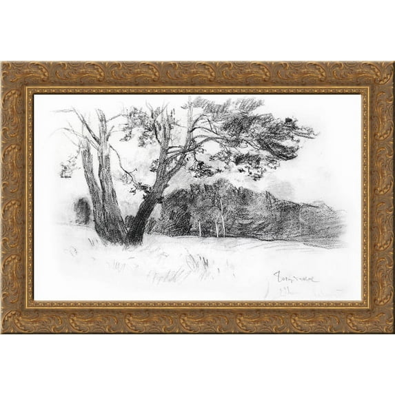 Edge of forest 24x18 Gold Ornate Wood Framed Canvas Art by Isaac Levitan