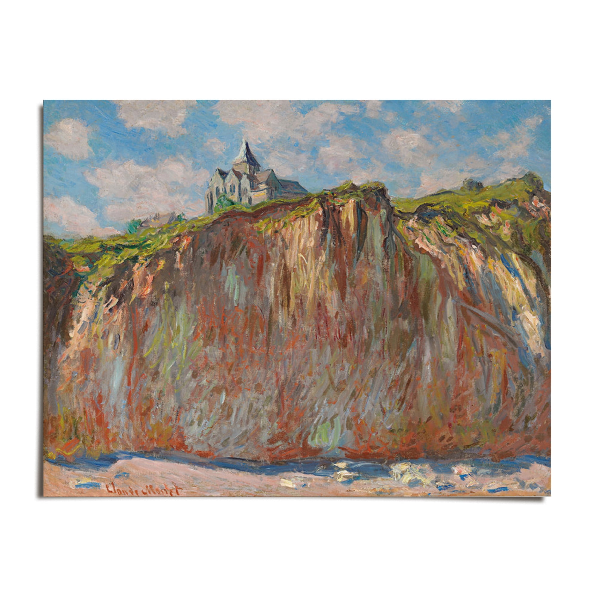 Claude Monet 'Edge Of The Cliff Pourville' Framed Art Print - Silver Frame, Ready To Hang