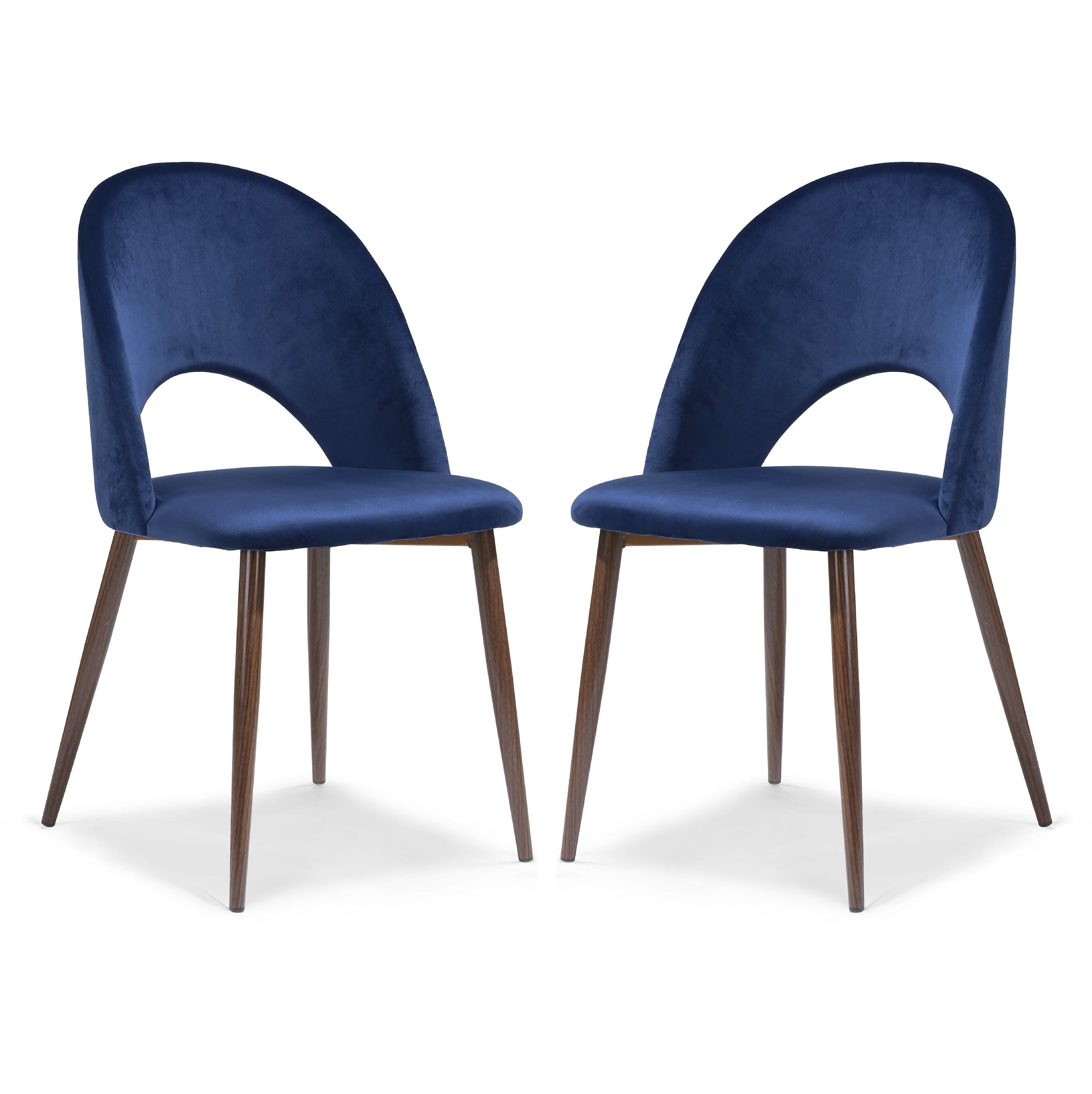 EdgeMod Curva Velvet Dining Chair in Space Blue (Set of 2)