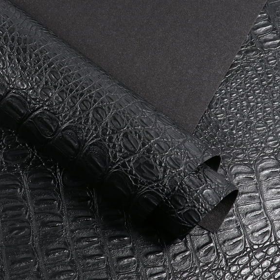 EdgeSeal Faux Leather Fabric, 54 in x 24 in, Crocodile Pattern, Upholstery Crafts, Black