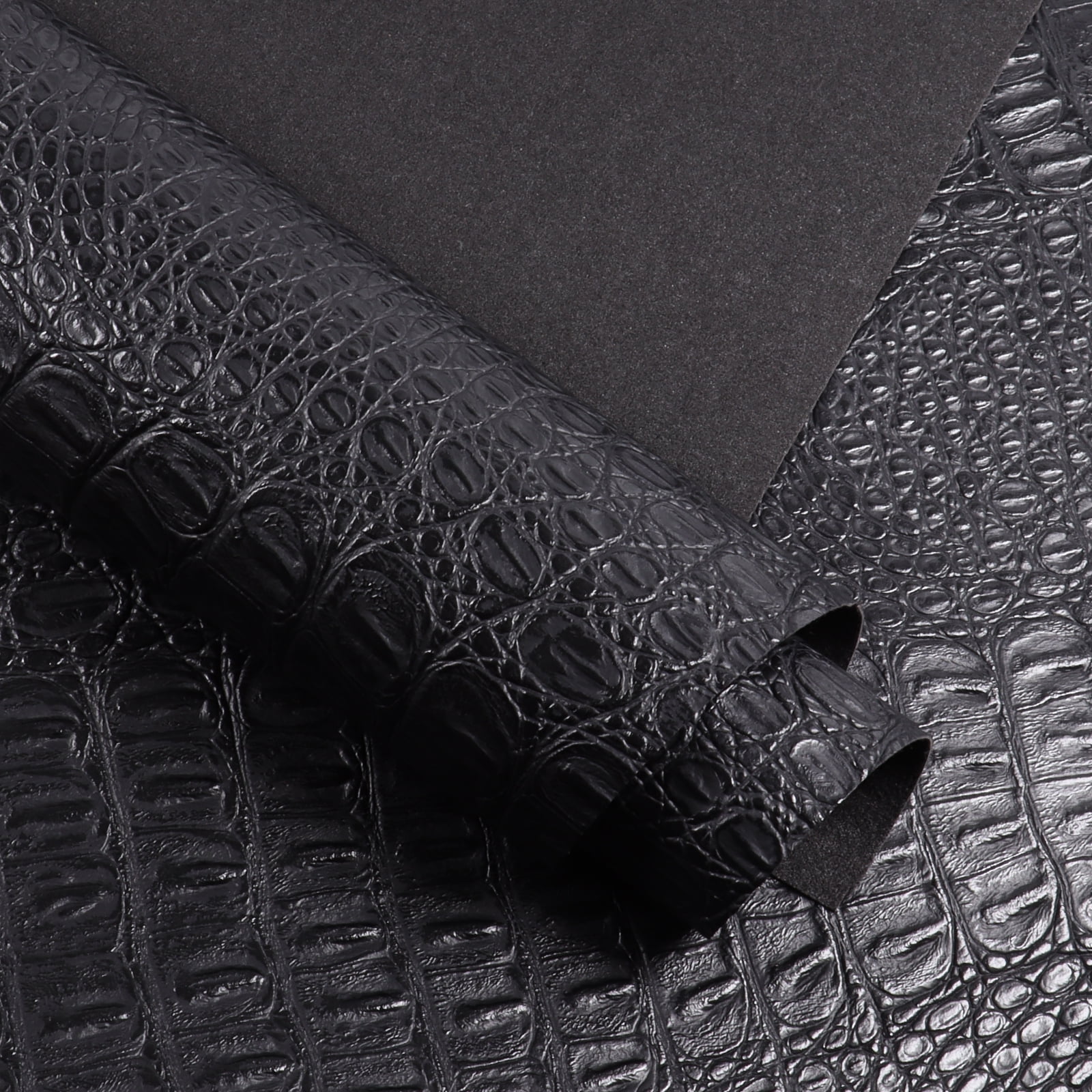 EdgeSeal Faux Leather Fabric, 54 in x 36 in, Crocodile Pattern, Upholstery Crafts, Black