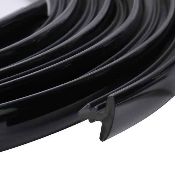 EdgeSeal T-Molding Trim Polyethylene Center Barb Tee Moulding for Edge Slit, Wall and Tables Glossy Black 6.5'