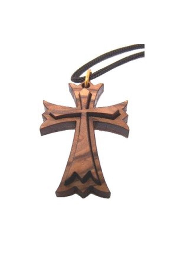 Edged 2-Layers Olive wood Laser Necklace (Pendant is : 3.8x2.7cm or 1.5x1.05 in)