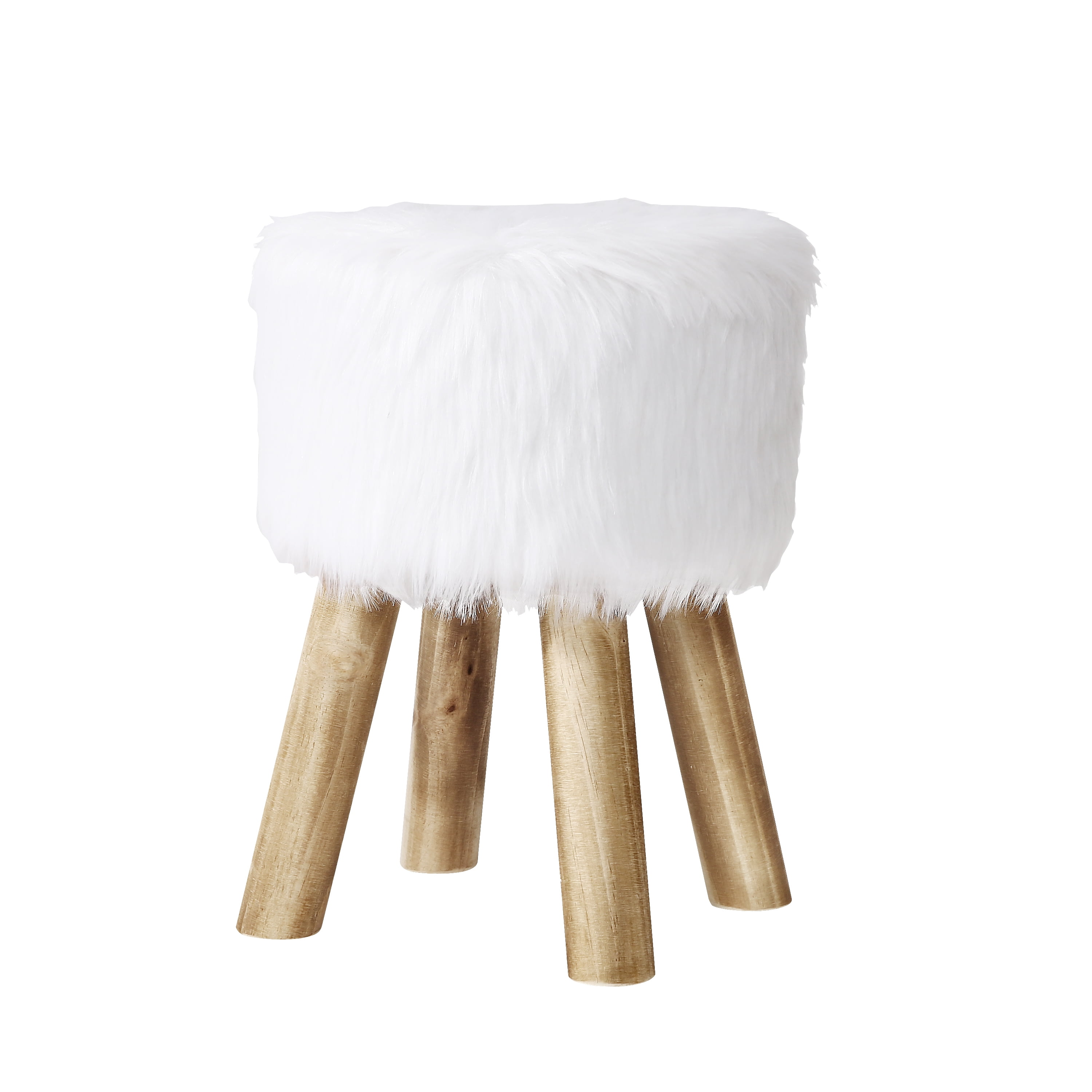 Edgemod Yvette White Faux Fur Stool Walmart