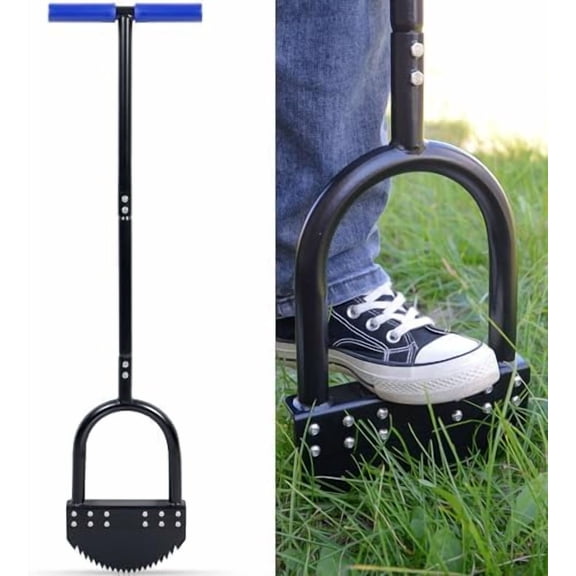 Edger Lawn Tool 41in Border Edger with Tempered Spring Steel Blade Long Rubber Handle Wide Footplate Rustproof Manganese Steel Half Moon Edger for Garden Maintenance