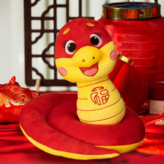 Edgergery 2025 Lunar New Year Decorations Snake Throw Pillow,Red Comfort Doll Snake Rag Doll,13 Inch Snake Plush Toys Chinese Zodiac Snake Decor Year of The Snake Gifts for Kids