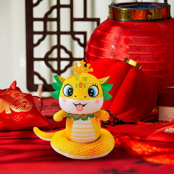 Edgergery 2025 Spring Festival Decorations Snake Doll,7.9 Inch Yellow Animal Snake Plush Animals 2025 Mascot Zodiac Plush Animals Spring Festival Decorations New Year Gifts Year Decorations