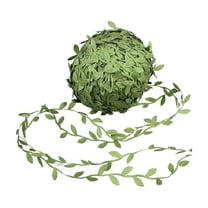 Edgergery 32.8Ft Artificial Leaf Green Fabric Leaf Ribbon Trim for Wreath Garland Making, Home Decoration, Gift Wrapping and Crafts Accessory,Holiday Party Supplies