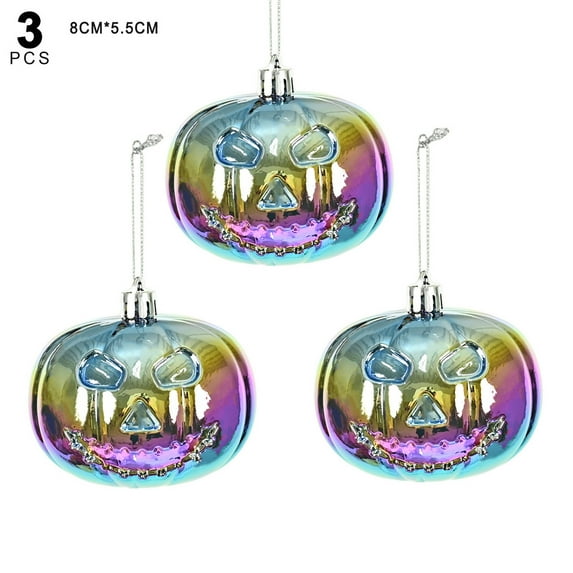 Edgergery 3PCS Halloween Tree Pumpkin Ball Ornaments,3.15 Inch Mini Hanging Decorations Pumpkin Ball with Rope Plastic Night Halloween Decor for Small Tree,Holiday,Party