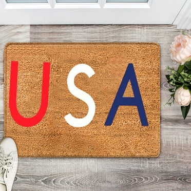 Chamoist 4th of July Door Mat,Patriotic Welcome Mat for Front Door,Memorial Day Porch Rugs Entryway Carpets Washable Non Slip Independence Day Inside Living Room Table Decorations