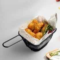 Edgergery Best Chips Fry Baskets,Stainless Steel Fryer Basket, Food Tableware Small Frying Basket,Strainer Serving Food Presentation Cooking Tool French Fries Basket,4.3×3.5×2.5inch