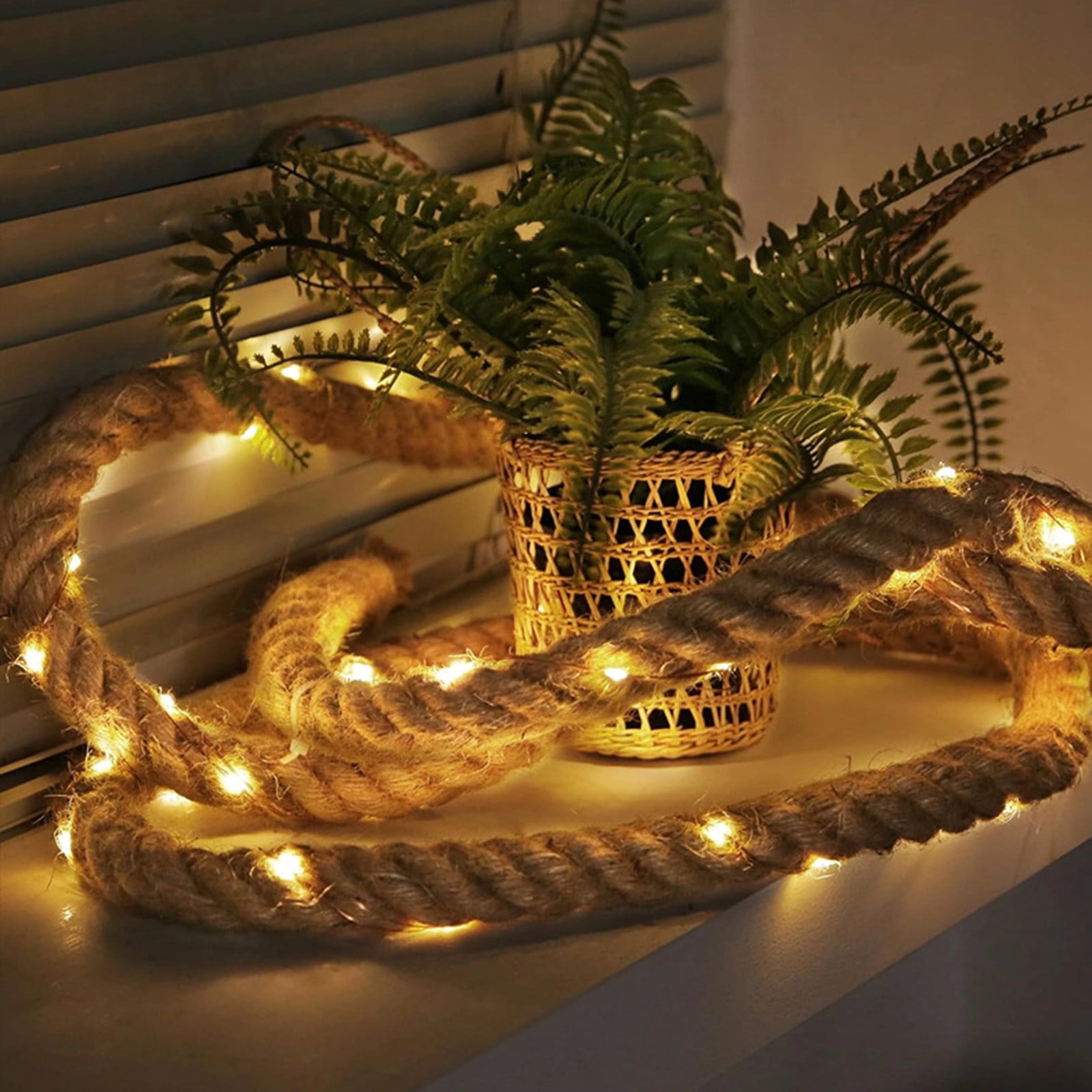 Edgergery Christmas Hemp Rope String Light,78.7 Inch Twine Light String