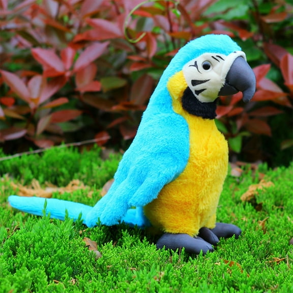 Cute Parrot Stuffed Toy,Funny Macaw Parrot Stuffed Toy Soft Stuffed Animal Toy Parrot Bird Stuffed Animal Blue Red Stuffed Parrot for Gifts Doll,9.8 Inch,Blue