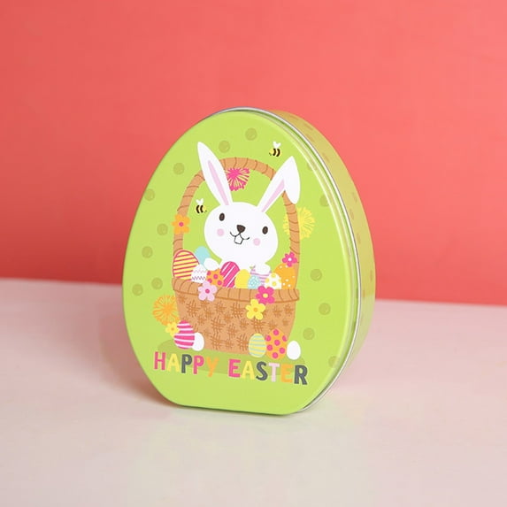 Easter Candy Box,Large Chocolate Easter Bunny Eggs Decor Iron Tin Candy Box,Easter Eggs Empty Dcorative tea Tin Fillable Easter Eggs Tin Can,Child Cady Tinplate Box