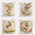 thumbnail image 1 of Easter Pillow Cushion Cover Easter Eggs Rabbits Printed Linen Peach Fleece Pillow Cover, 1 of 7