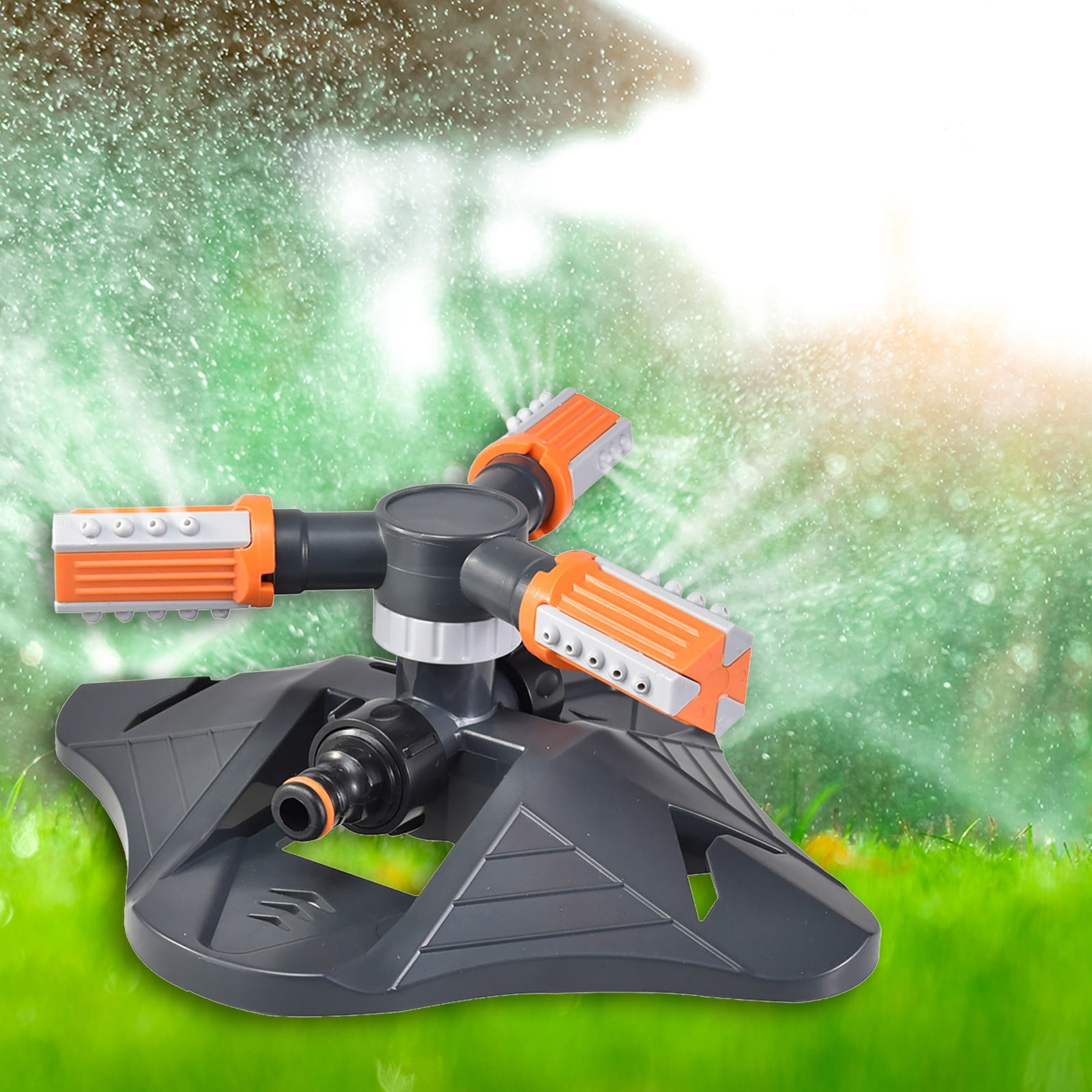 Edgergery Lawn Sprinkler,360 Degree Automatic 3 Arm Rotating Sprinklers