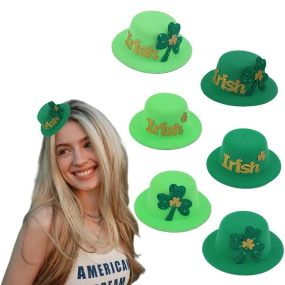 Mini Leprechaun Hats Slips,Green Hat Clip,Mini Green St. Patrick's Day Top Hat Mini Party Hat Hair Clips DIY Decoration for St. Paddy's Day Crafts Hair Accessories,Cute Style