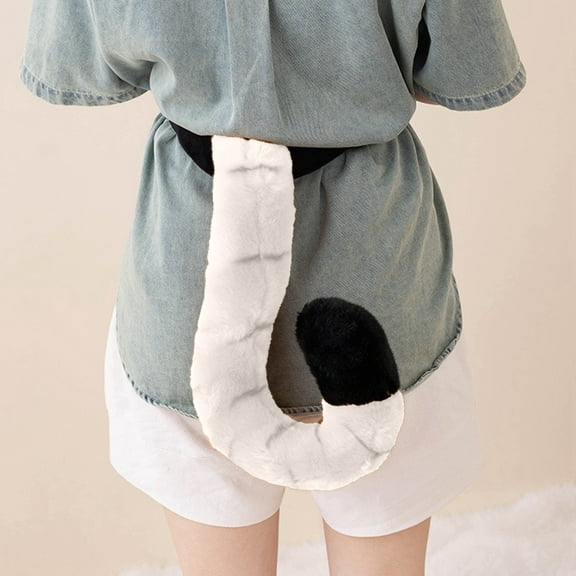 Plush Striped Tiger and Spotted Cheetah Tail,14 Inch Adorable Animal Character Play,hite Yellow Animals Tail Playhouse Performance Prop Parent Child Interactive Toys