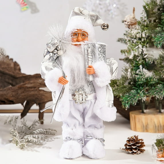 Santa Claus Christmas Ornament,Cmas Figurine Figure Decor Christmas Tabletop Santa Claus Figurine Handmade Standing Christmas Statue Xmas Holiday Decor Side Table Home Decor