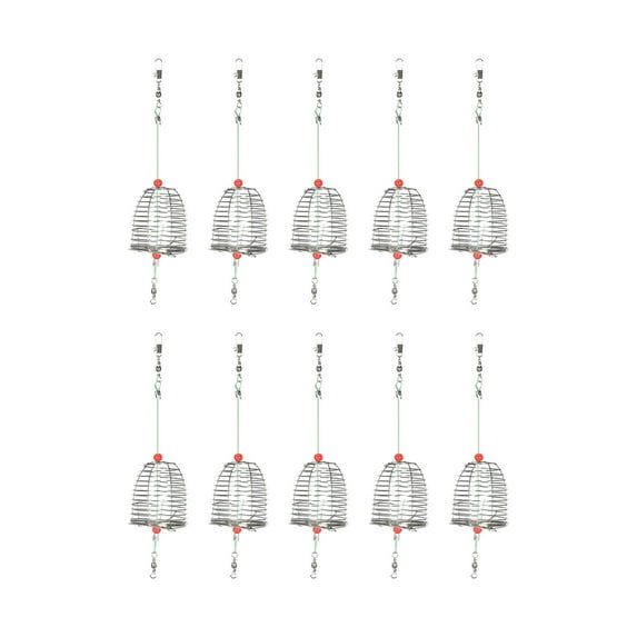 Edgergery Summer Stainless Steel Fishing Bait Cage Fishing Lure Cage Fishing Trap Basket Feeder Holder Fishing Gear Fishing Tackle Red,Fishing Supplies 10 PCS/Pack