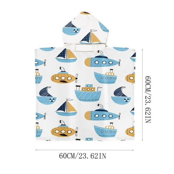 Summer Toddler Hooded Beach Towel Coverup Cape Kids Cotton Soft Quick Dry Absorbent Use for Swim Pool Bath Poncho Towels for 2 to 6 Years Old Children Size 23.6x 23.6 inch