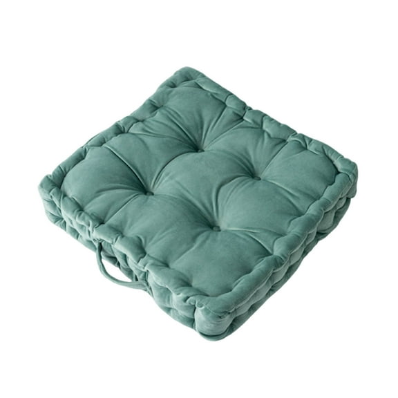 Thicked Floor Pillow,Floor Pillow Seat Sofa Tatami Mat,Green Large Square Tufted Decorative Cushion,Faux Velvet Fabric Ultra Thick Fill for Bedroom Office School,15×15×3 Inch