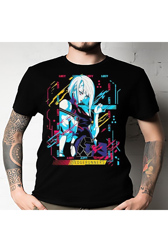 Edgerunners Neoncore Lucy Unisex Graphic Tee, Chemise Edge Runner All Size