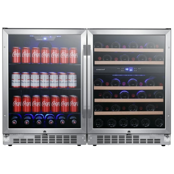 Edgestar Cwbv14246 48" Wide 46 Bottle 142 Can Built-In Side-By-Side Wine And Beverage