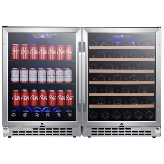 Edgestar CWBV14253 48" Wide 53 Bottle 142 Can Built-In Side-By-Side Wine And Beverage