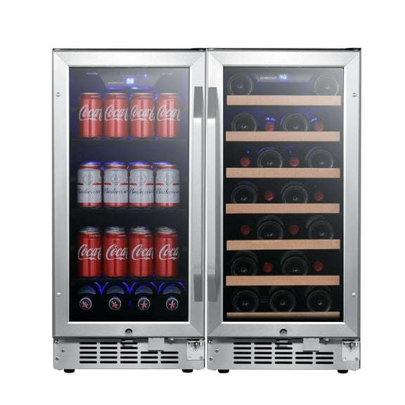 Edgestar Cwbv80301 30" Wide 30 Bottle 80 Can Side-By-Side Wine And Beverage Cooler -