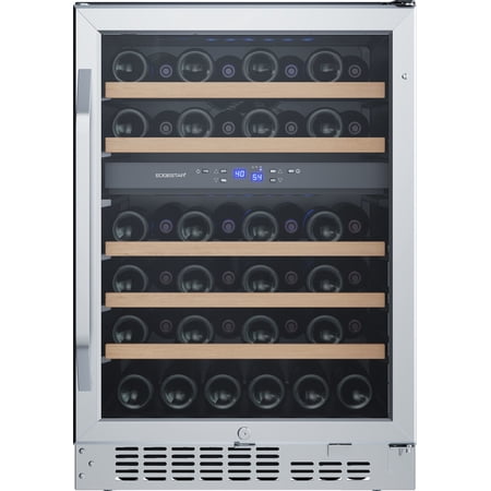 Edgestar Cwr462dz 24" Wide 46 Bottle Built-In Dual Zone Wine Cooler - Stainless Steel