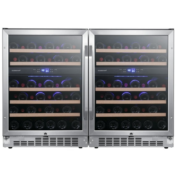 Edgestar Cwr462dzdual 48" Wide 92 Bottle Built-In Side-By-Side Wine Cooler - Stainless